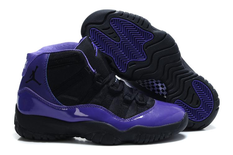 New Arrival 2014 Womens Air Jordan 11 Black Purple 2012 Outlet